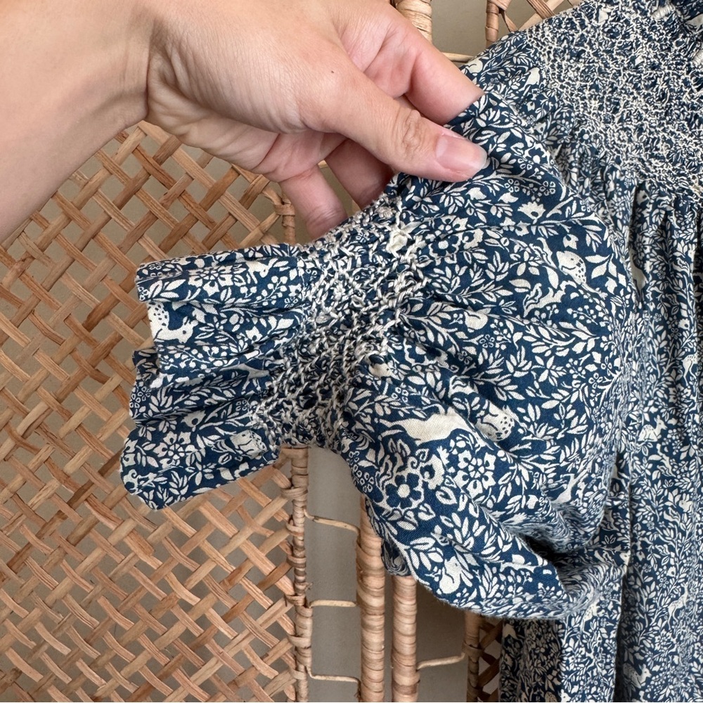 RARE Doen Amoret Floral Prancing Fawn Cottagecore Top in Blue size Small - Picture 9 of 13